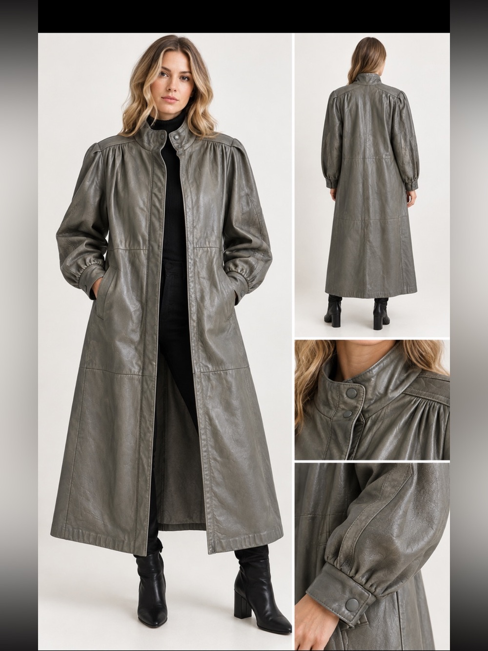 Vintage 80’s! SEARS long grey leather coat!